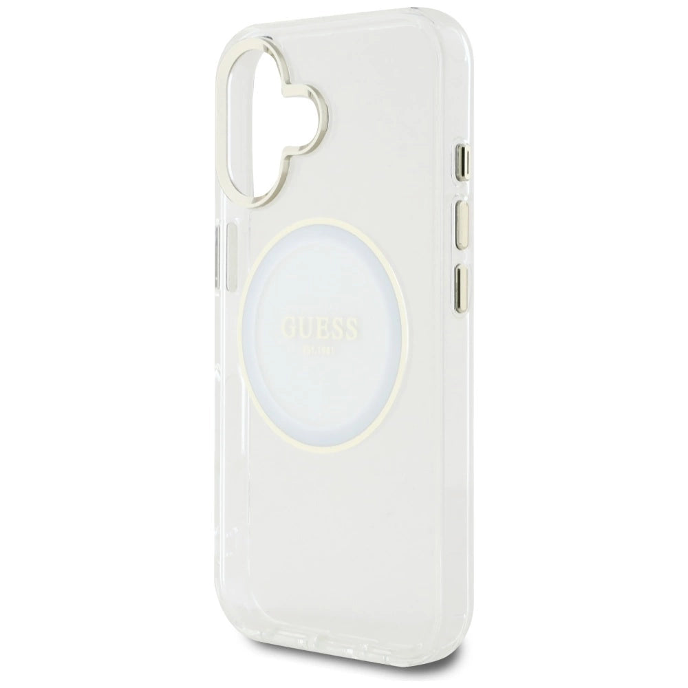 Guess IML Metal Colored Circle Classic Logo MagSafe case for iPhone 16 - white_5