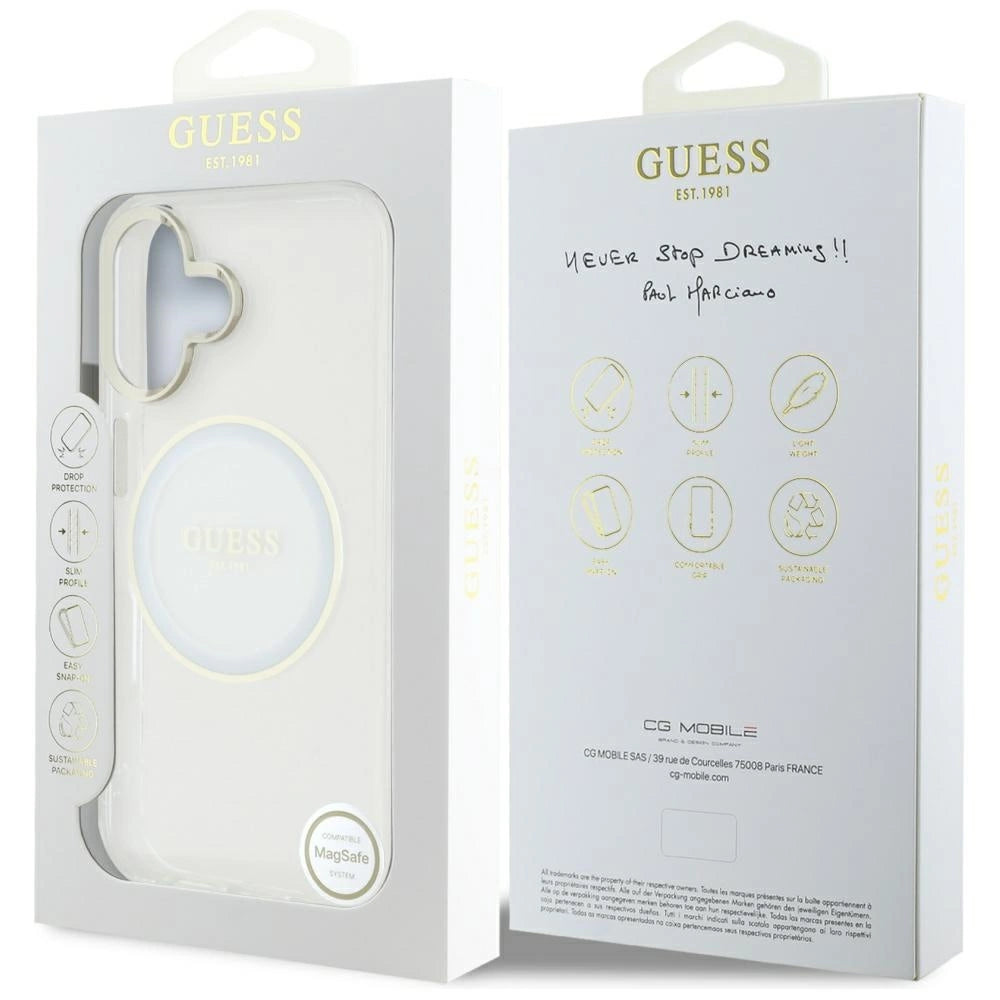 Guess IML Metal Colored Circle Classic Logo MagSafe case for iPhone 16 - white_7