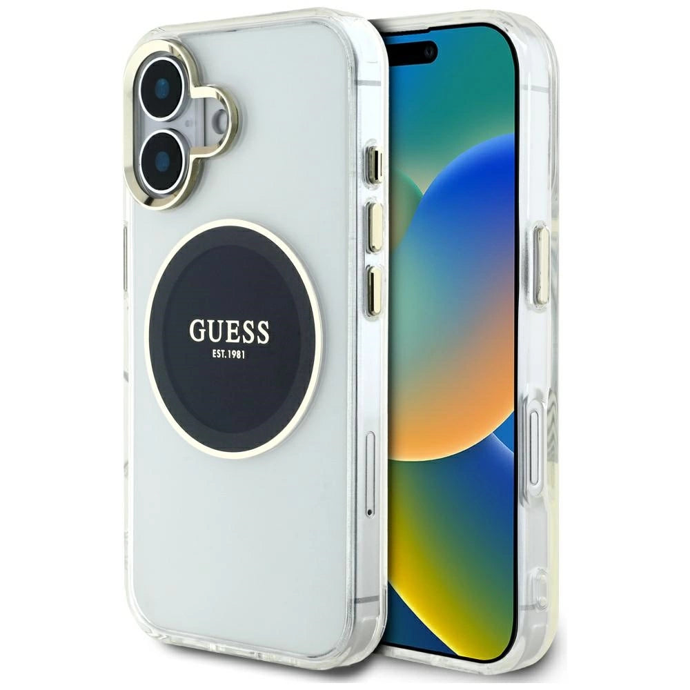 Guess IML Metal Colored Circle Classic Logo MagSafe case for iPhone 16 - black_0