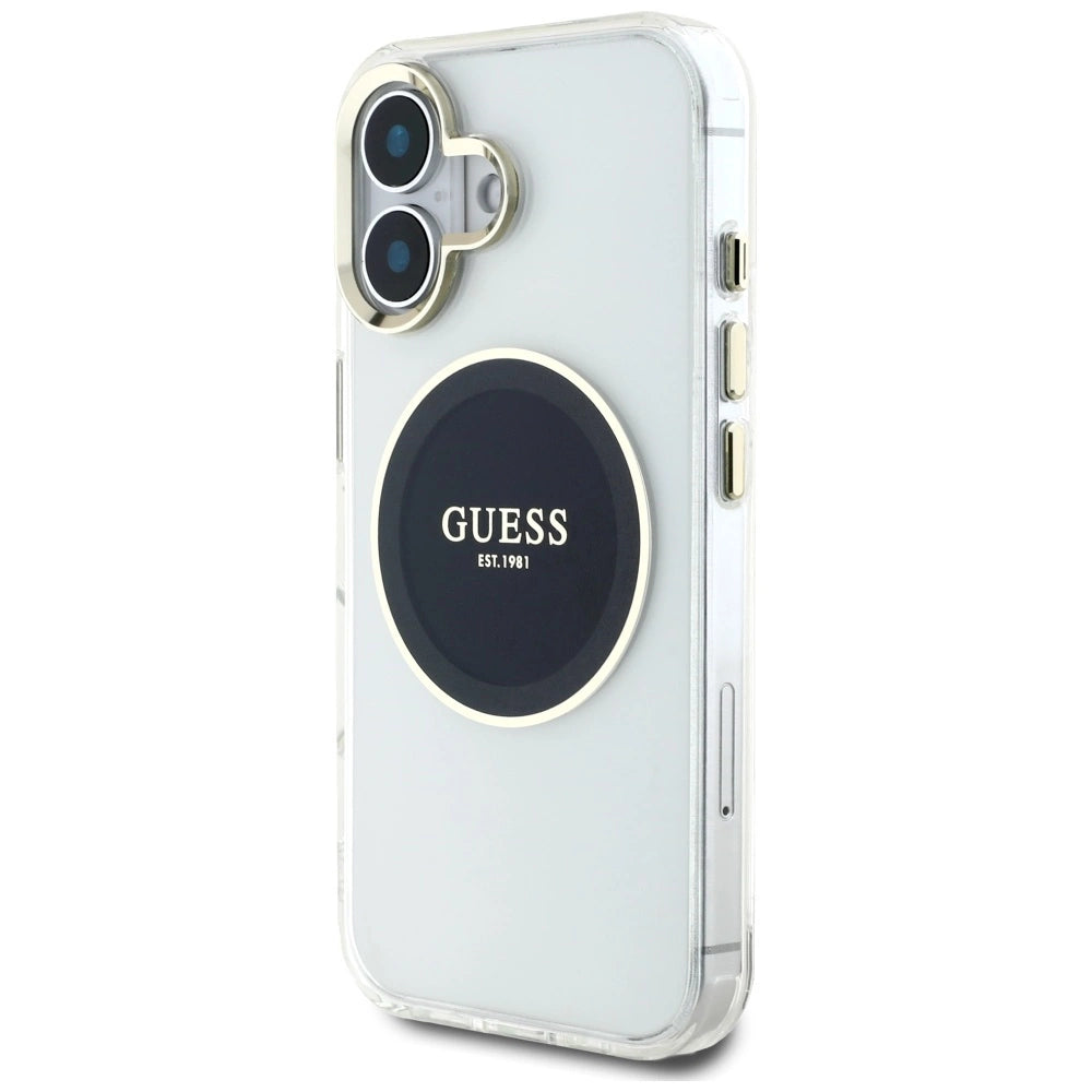 Guess IML Metal Colored Circle Classic Logo MagSafe case for iPhone 16 - black_1