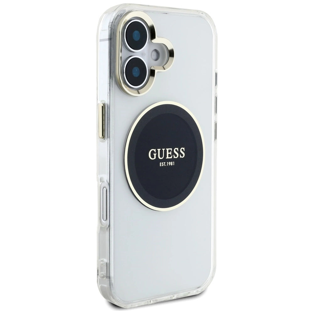 Guess IML Metal Colored Circle Classic Logo MagSafe case for iPhone 16 - black_3