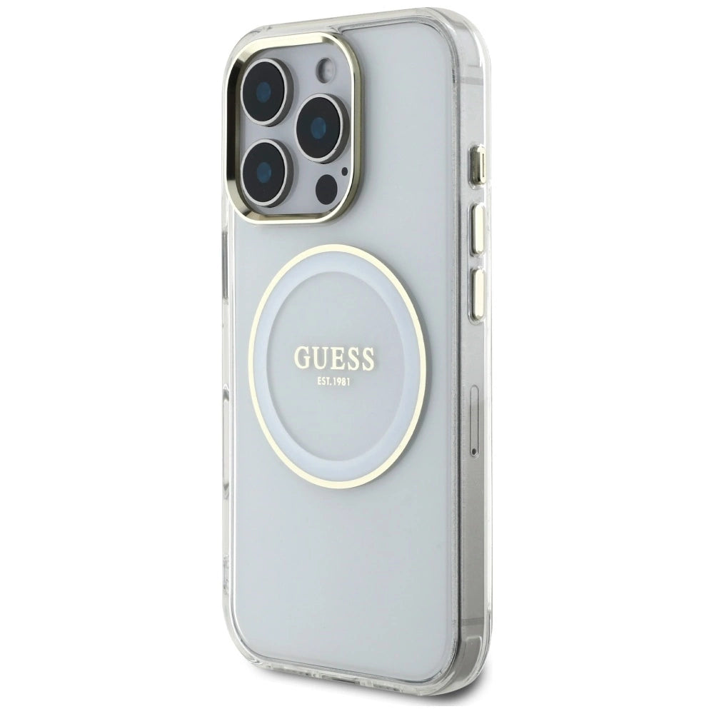 Guess IML Metal Colored Circle Classic Logo MagSafe case for iPhone 16 Pro - white_1