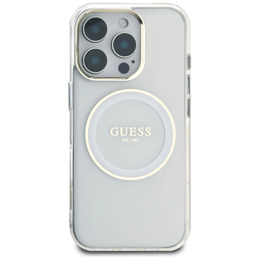 Guess IML Metal Colored Circle Classic Logo MagSafe case for iPhone 16 Pro - white_2