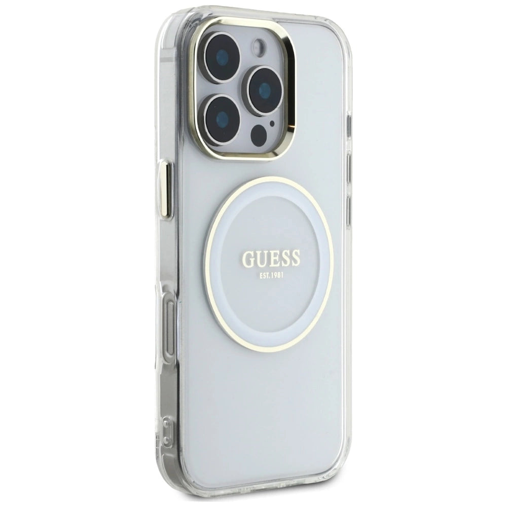 Guess IML Metal Colored Circle Classic Logo MagSafe case for iPhone 16 Pro - white_3
