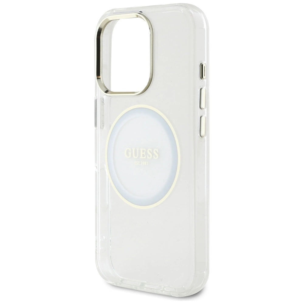 Guess IML Metal Colored Circle Classic Logo MagSafe case for iPhone 16 Pro - white_5