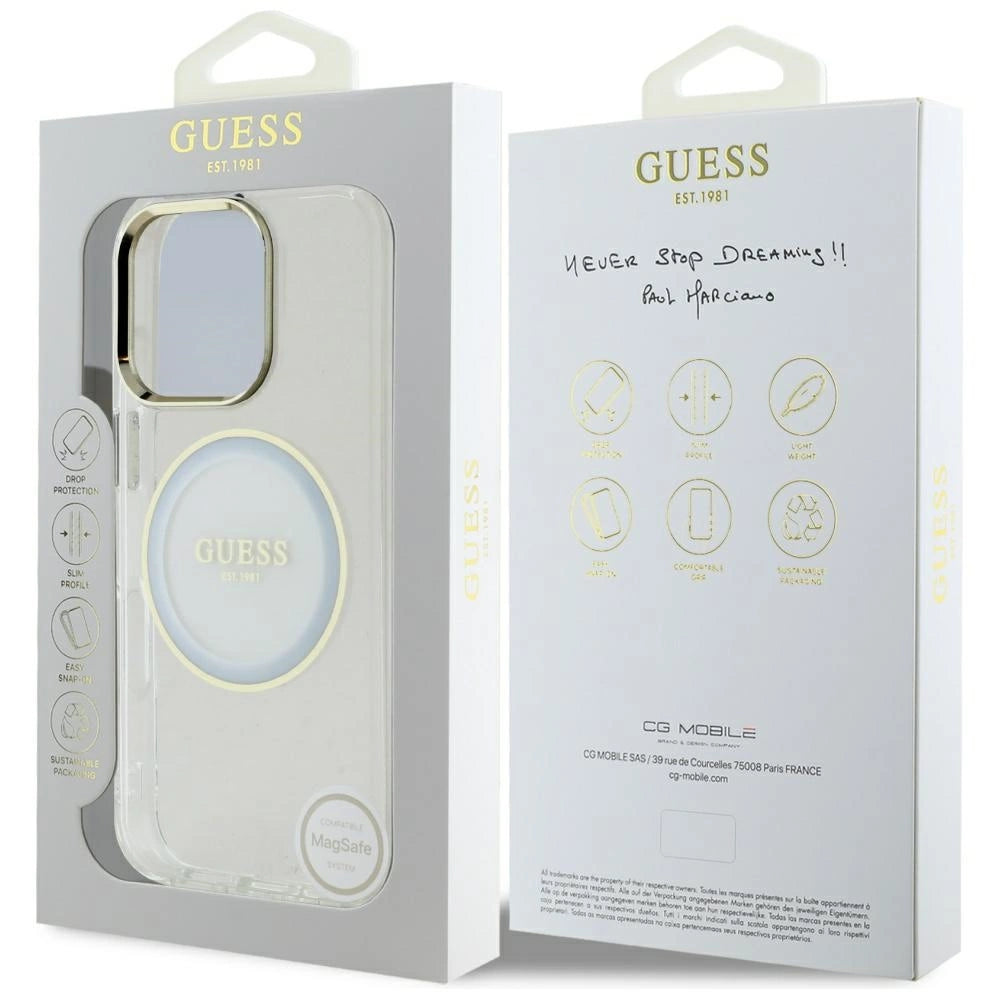 Guess IML Metal Colored Circle Classic Logo MagSafe case for iPhone 16 Pro - white_7