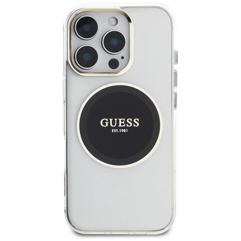 Guess IML Metal Colored Circle Classic Logo MagSafe case for iPhone 16 Pro - black_2