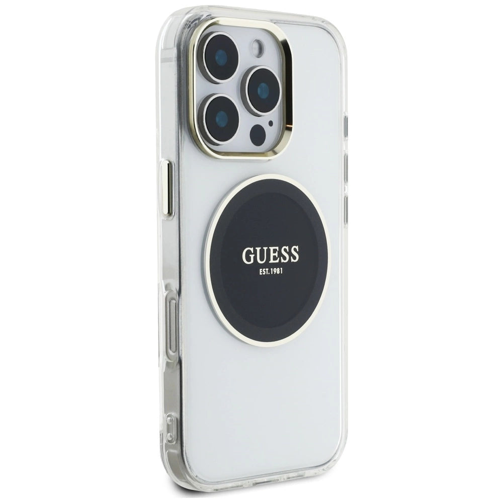 Guess IML Metal Colored Circle Classic Logo MagSafe case for iPhone 16 Pro - black_3