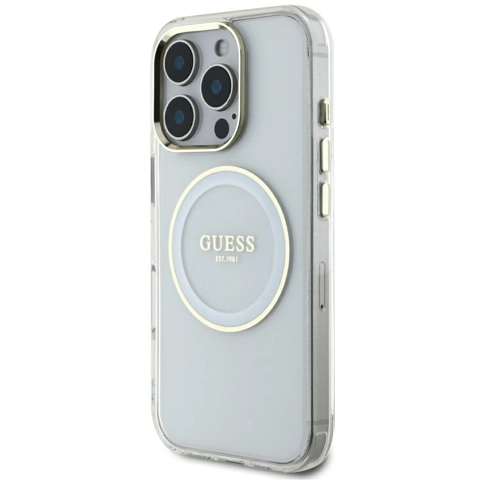 Guess IML Metal Colored Circle Classic Logo MagSafe case for iPhone 16 Pro Max - white_1