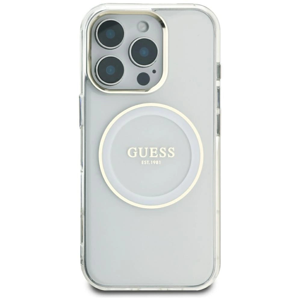 Guess IML Metal Colored Circle Classic Logo MagSafe case for iPhone 16 Pro Max - white_2