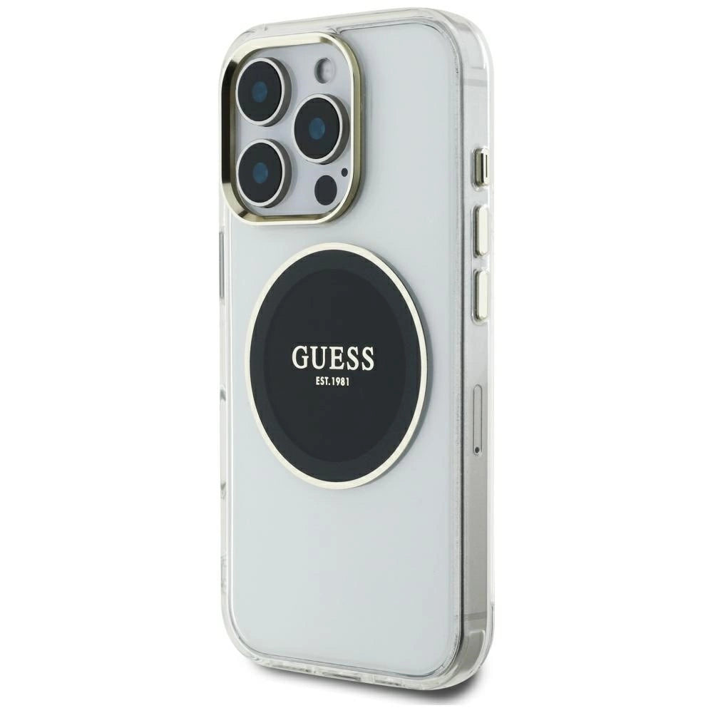 Guess IML Metal Colored Circle Classic Logo MagSafe Case for iPhone 16 Pro Max - Black_1