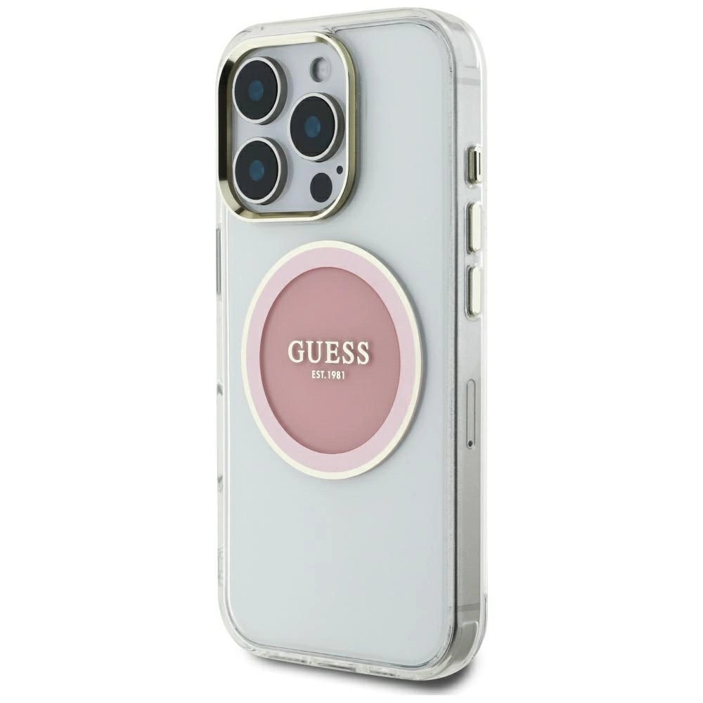 Guess IML Metal Colored Circle Classic Logo MagSafe case for iPhone 16 Pro Max - pink_1