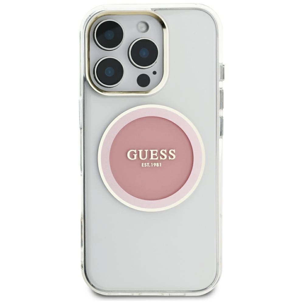 Guess IML Metal Colored Circle Classic Logo MagSafe case for iPhone 16 Pro Max - pink_2