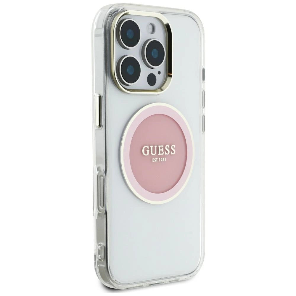 Guess IML Metal Colored Circle Classic Logo MagSafe case for iPhone 16 Pro Max - pink_3