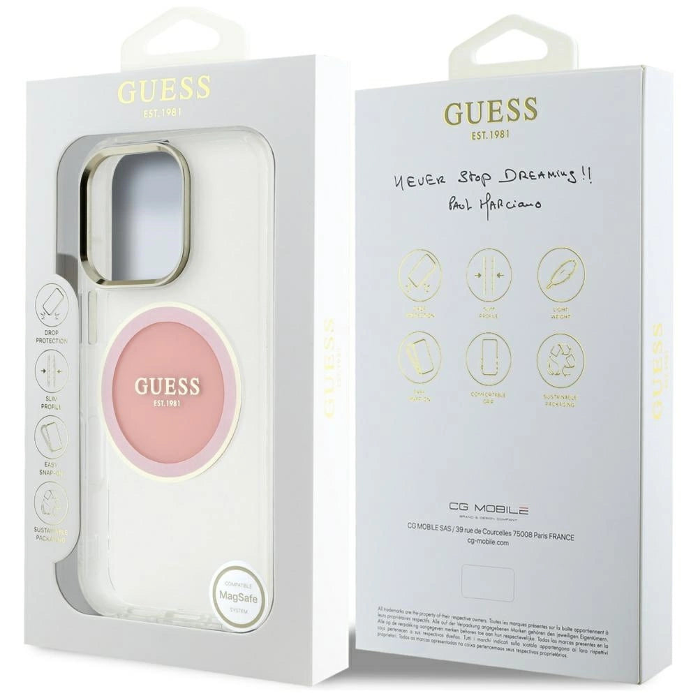 Guess IML Metal Colored Circle Classic Logo MagSafe case for iPhone 16 Pro Max - pink_7