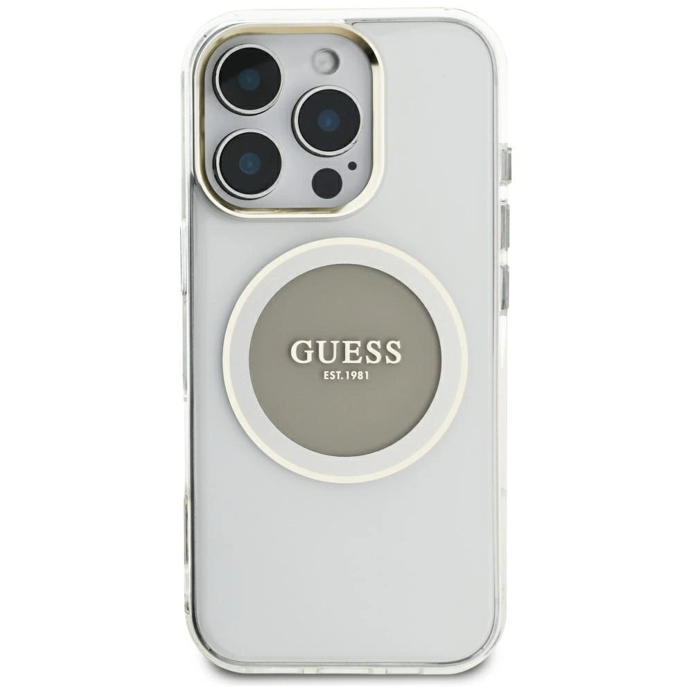 Guess IML Metal Colored Circle Classic Logo MagSafe case for iPhone 16 Pro Max - gray_2