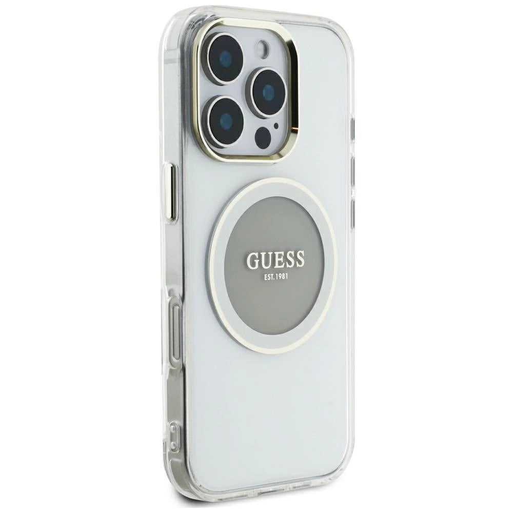 Guess IML Metal Colored Circle Classic Logo MagSafe case for iPhone 16 Pro Max - gray_3