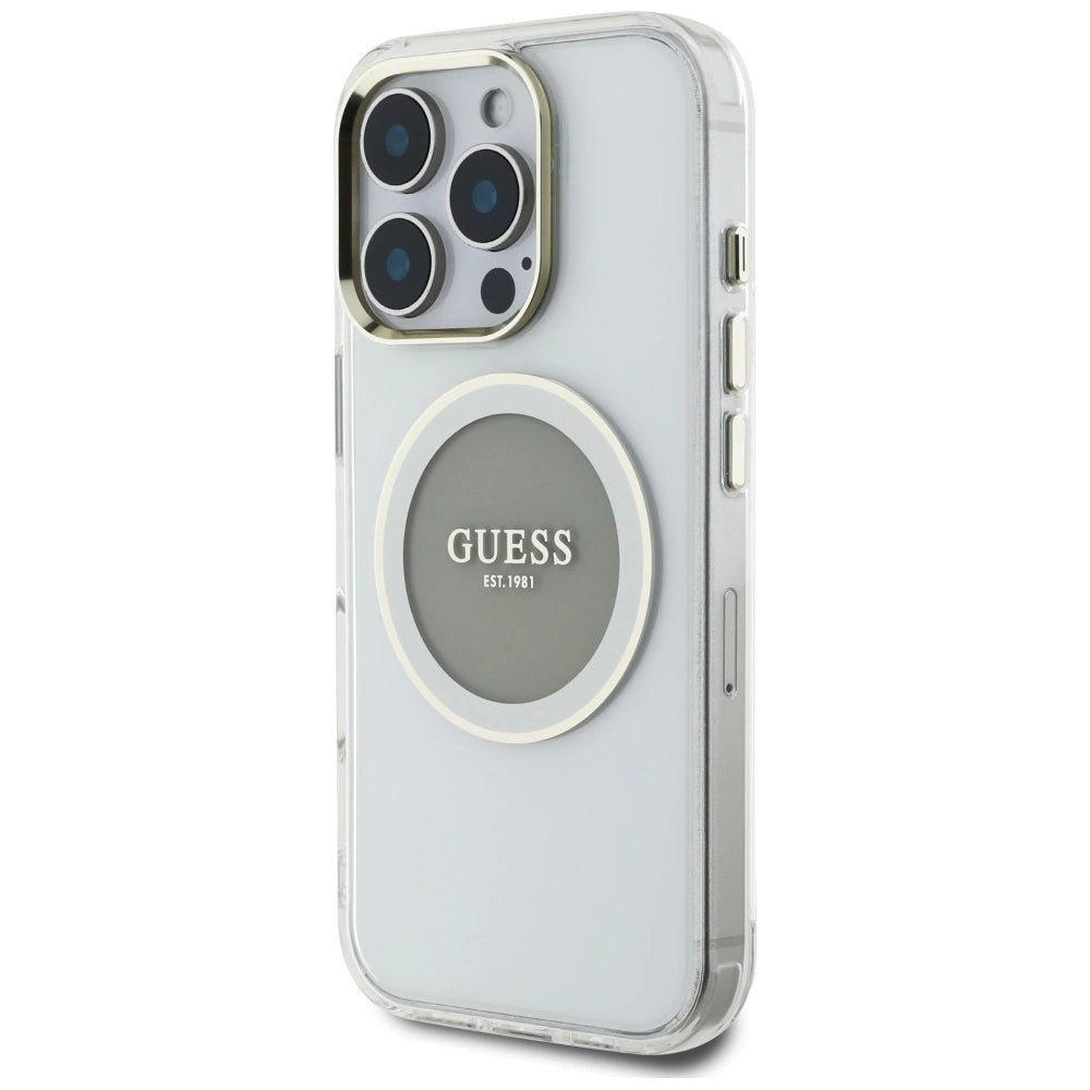 Guess IML Metal Colored Circle Classic Logo MagSafe case for iPhone 16 Pro - gray_1