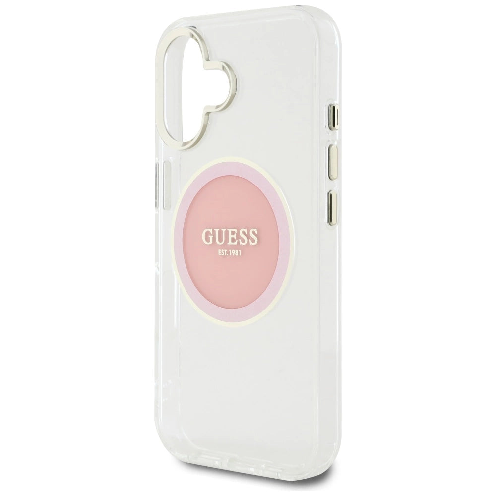 Guess IML Metal Colored Circle Classic Logo MagSafe iPhone 16 Case - Pink_5