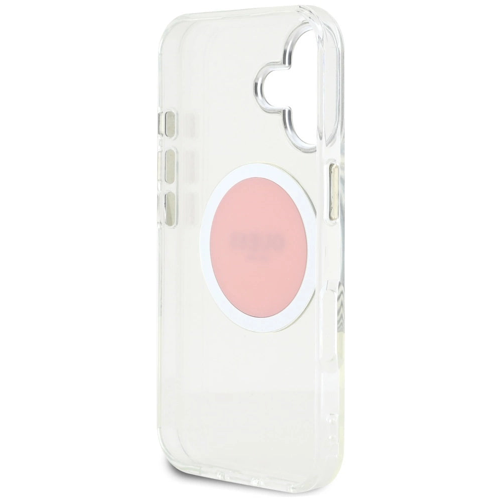 Guess IML Metal Colored Circle Classic Logo MagSafe iPhone 16 Case - Pink_6