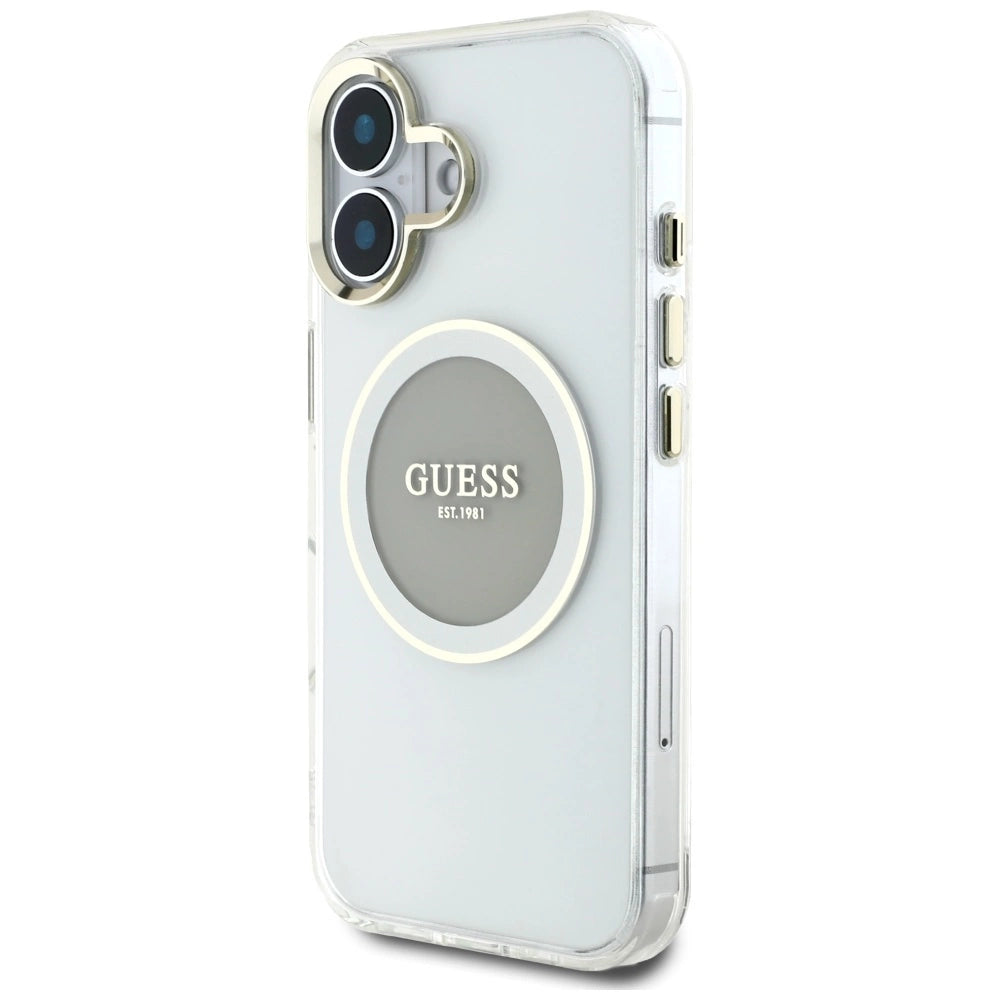 Guess IML Metal Colored Circle Classic Logo MagSafe case for iPhone 16 - gray_1