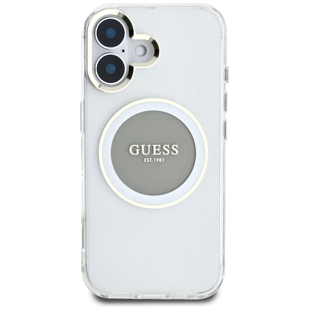 Guess IML Metal Colored Circle Classic Logo MagSafe case for iPhone 16 - gray_2
