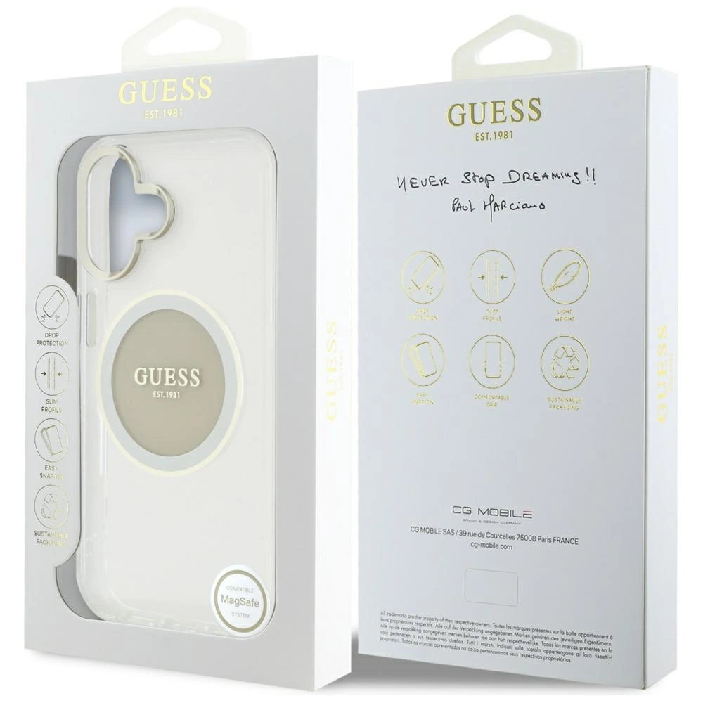 Guess IML Metal Colored Circle Classic Logo MagSafe case for iPhone 16 - gray_7