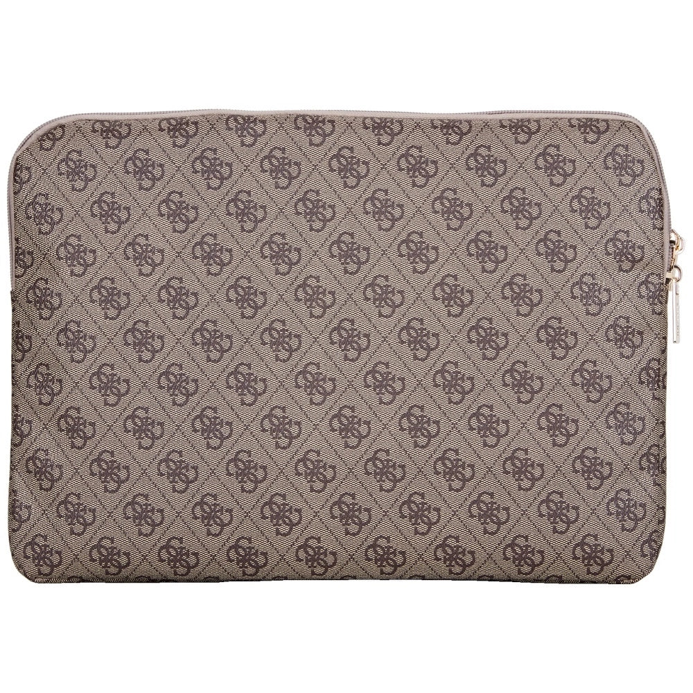Guess Sleeve 4G Zipper Pocket Triangle Logo 14" Laptop Bag - Brown_1