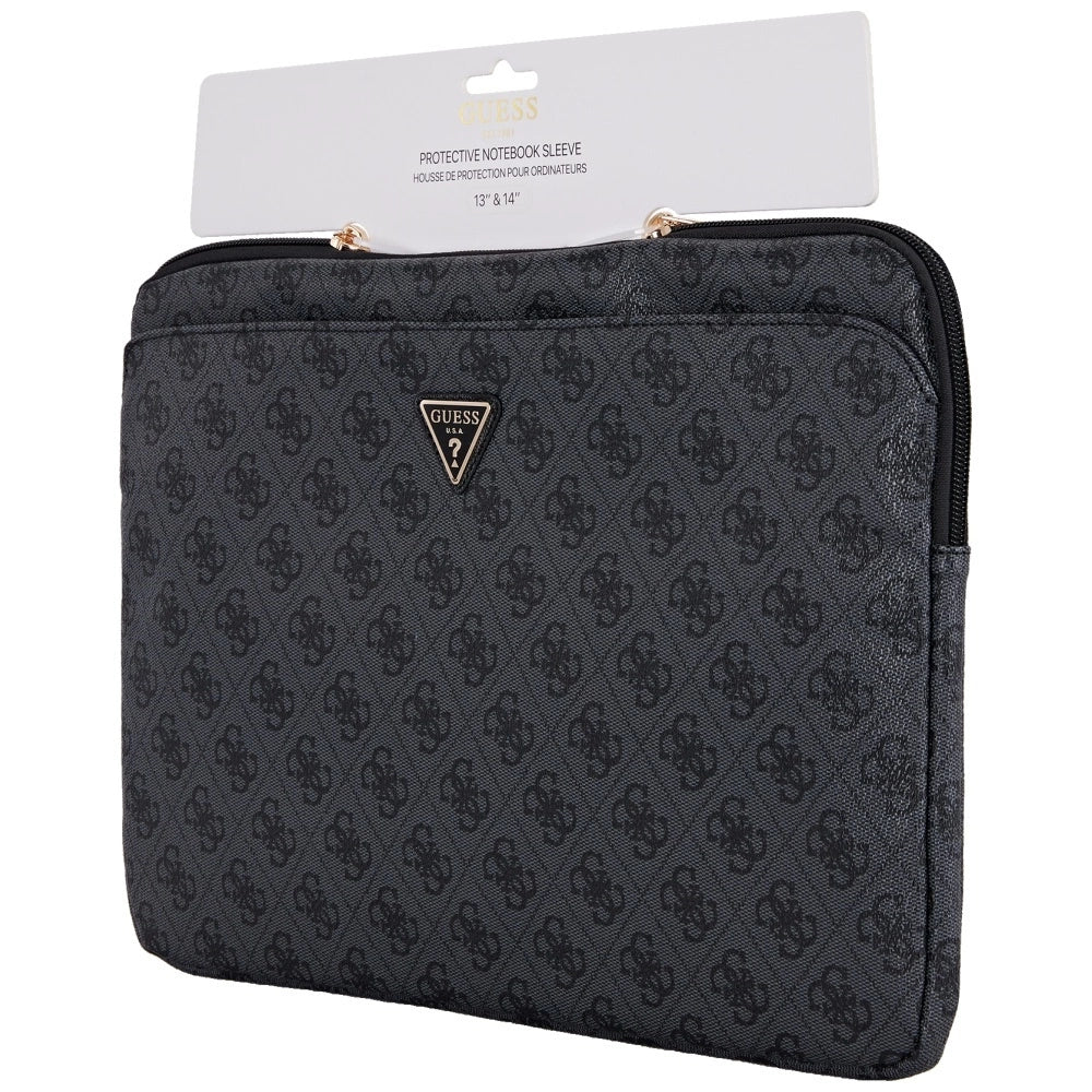 Guess Sleeve 4G Zipper Pocket Triangle Logo 14" Laptop Bag - Black_3