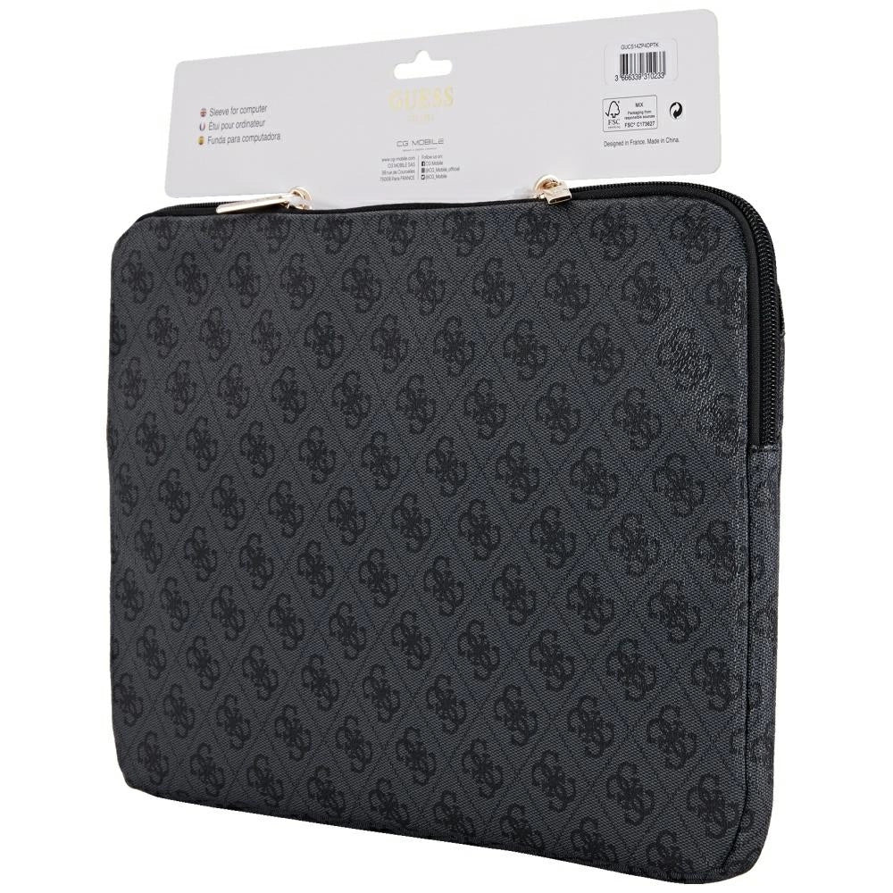 Guess Sleeve 4G Zipper Pocket Triangle Logo 14" Laptop Bag - Black_4