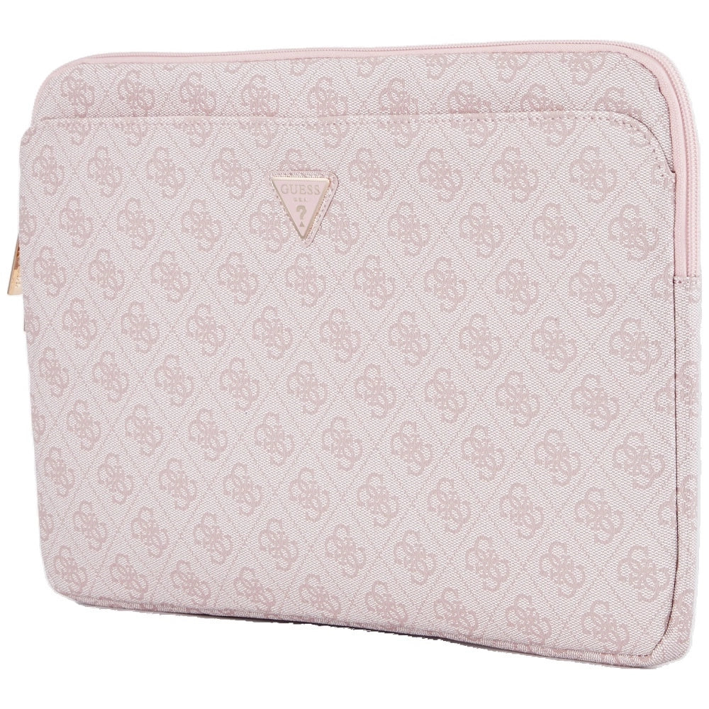 Guess Sleeve 4G Zipper Pocket Triangle Logo 14" Laptop Bag - Pink_2