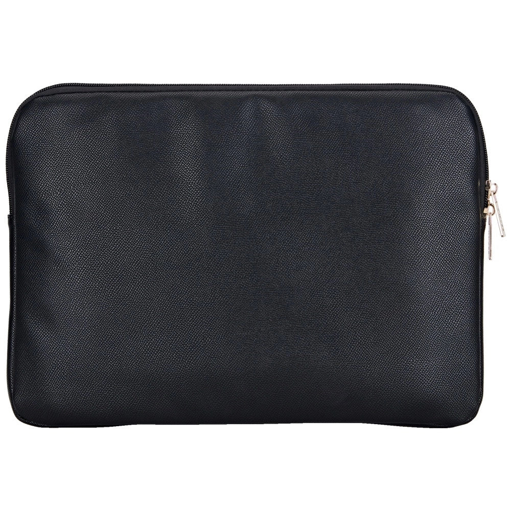 Guess Sleeve Grained Zipper Pocket Triangle Logo 14" Laptop Bag - Black_1