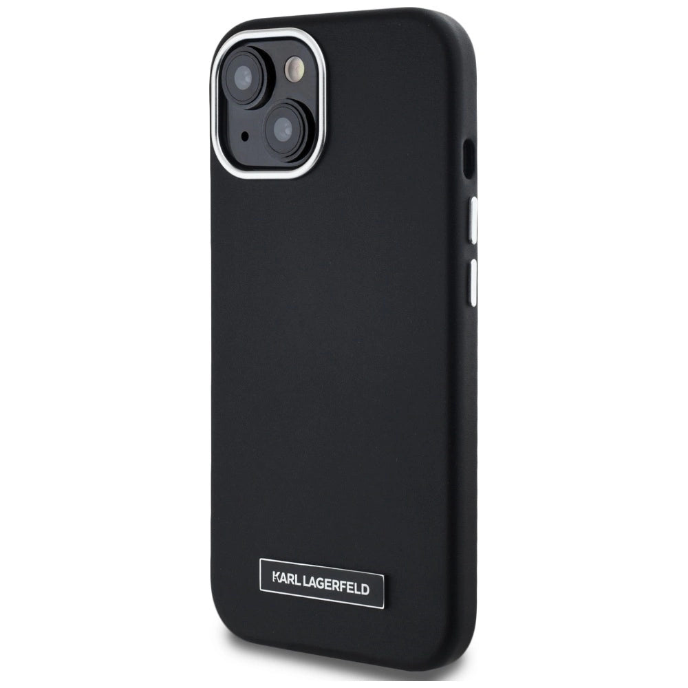 Karl Lagerfeld FW Metal Plate MagSafe iPhone 15 Case - Black_1