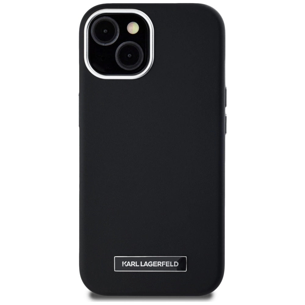 Karl Lagerfeld FW Metal Plate MagSafe iPhone 15 Case - Black_2