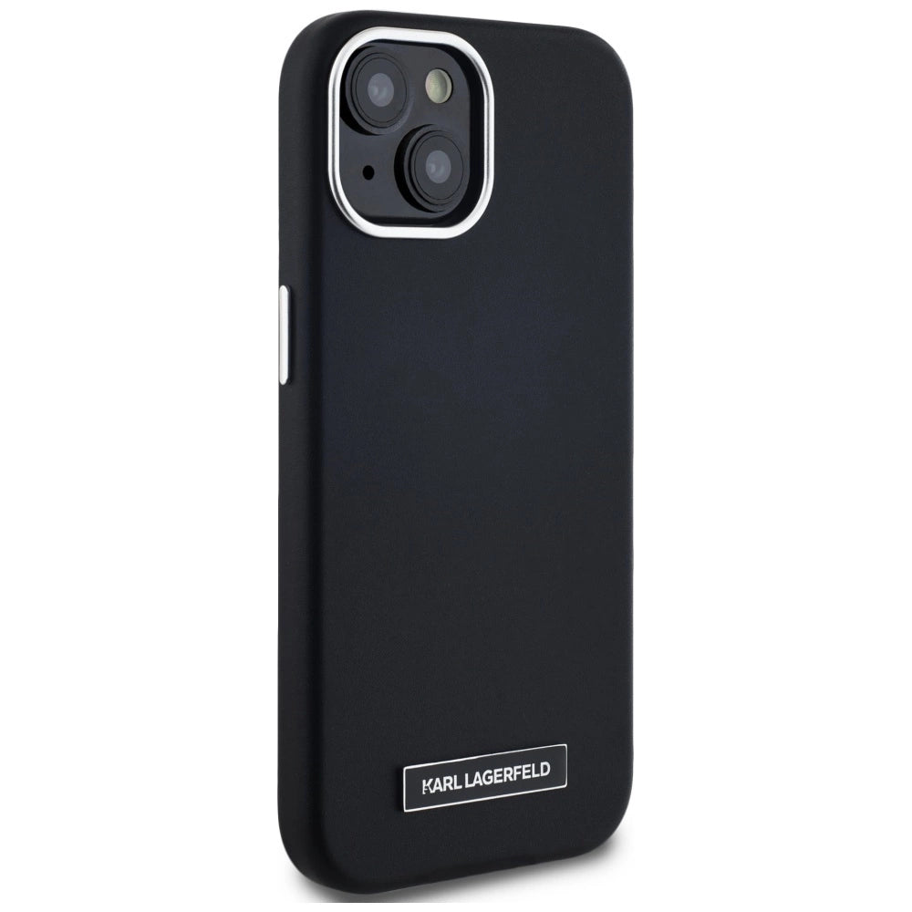 Karl Lagerfeld FW Metal Plate MagSafe iPhone 15 Case - Black_3