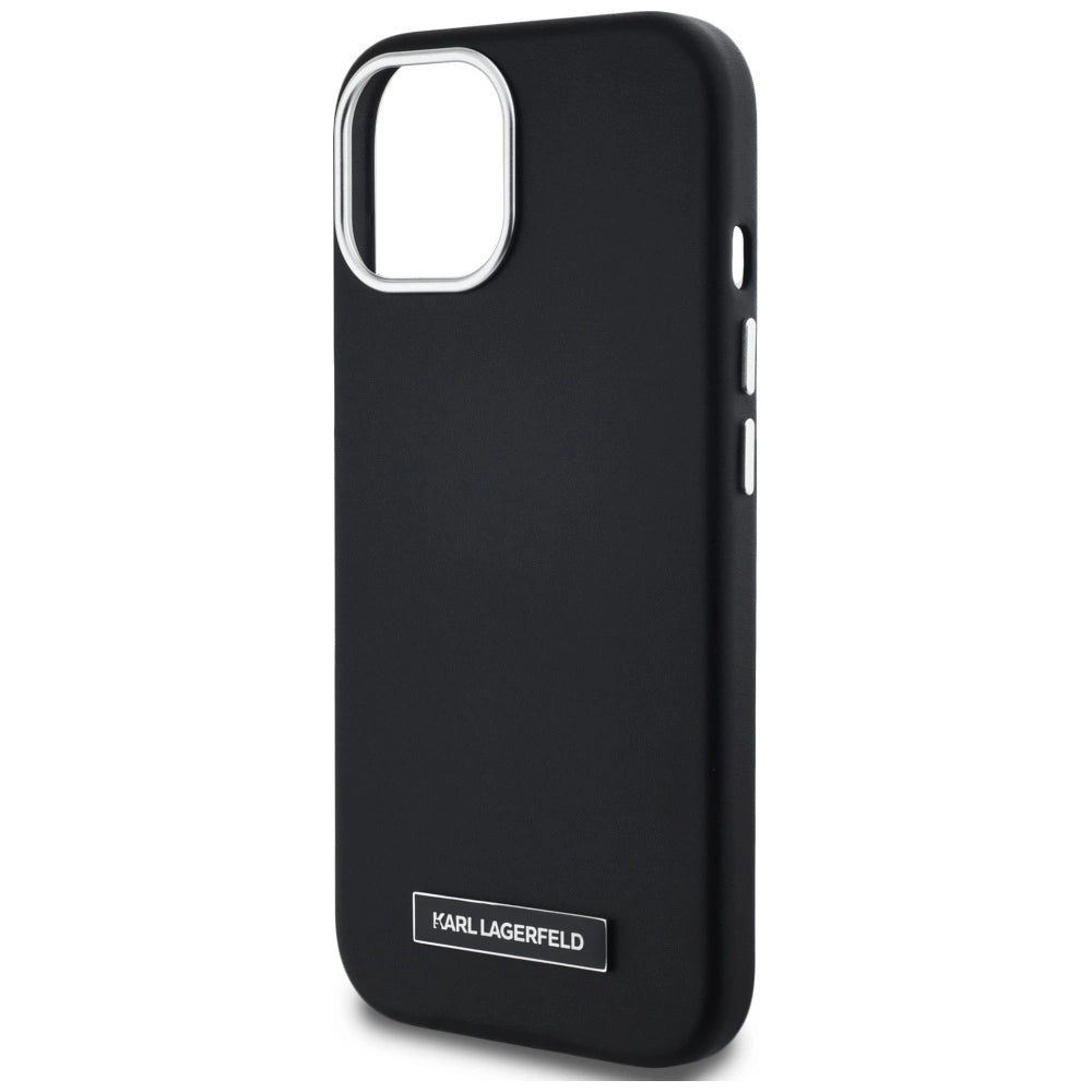 Karl Lagerfeld FW Metal Plate MagSafe iPhone 15 Case - Black_5