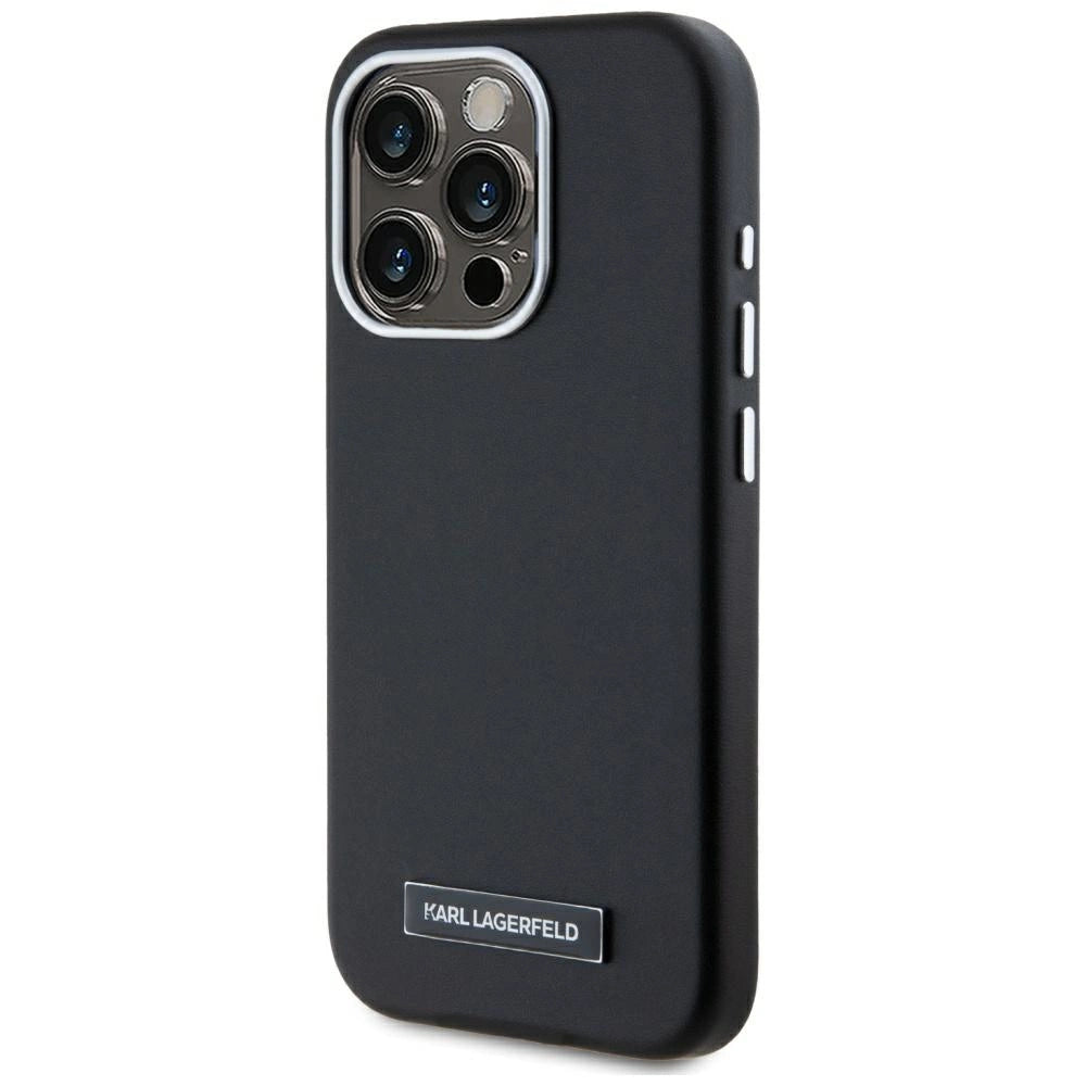Karl Lagerfeld FW Metal Plate MagSafe iPhone 15 Pro Case - Black_1