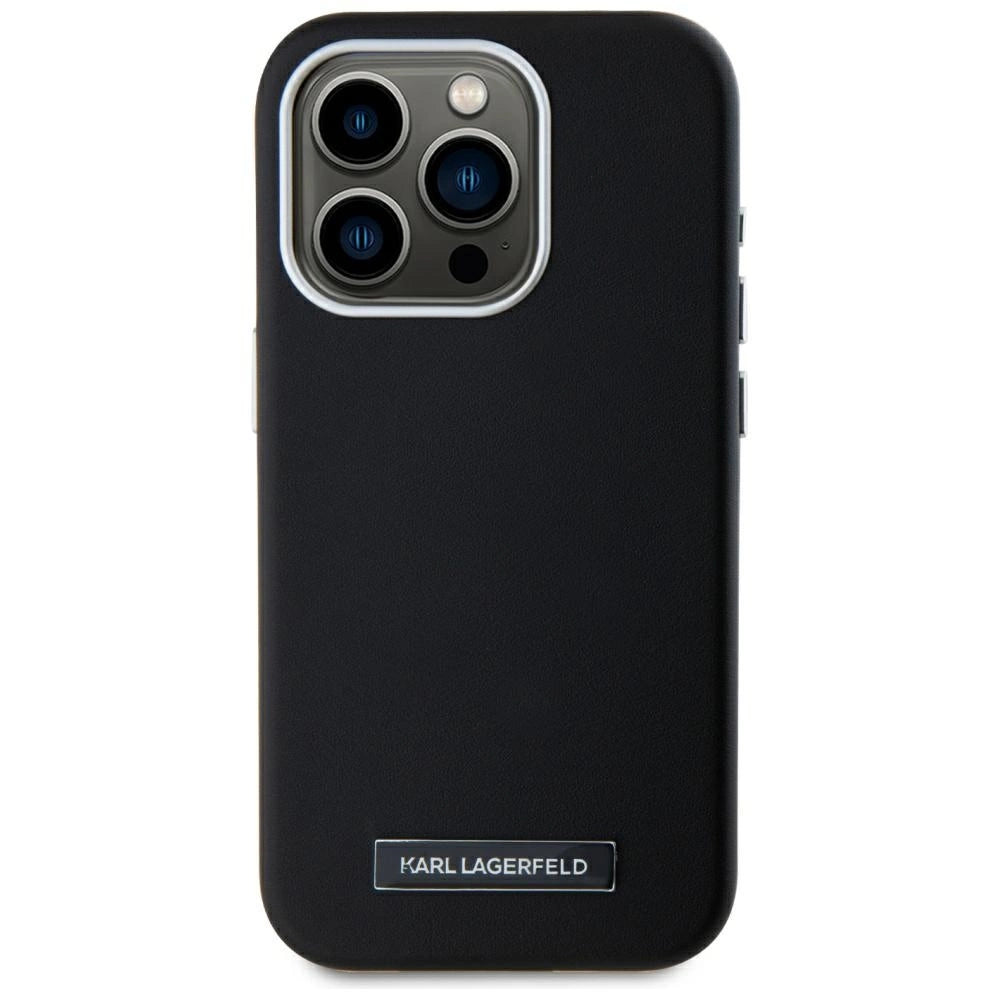 Karl Lagerfeld FW Metal Plate MagSafe iPhone 15 Pro Case - Black_2