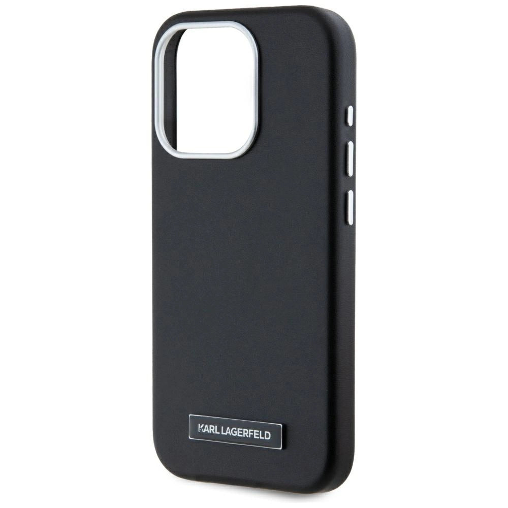 Karl Lagerfeld FW Metal Plate MagSafe iPhone 15 Pro Case - Black_5