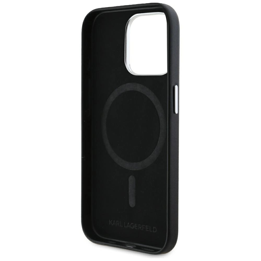Karl Lagerfeld FW Metal Plate MagSafe iPhone 15 Pro Case - Black_6