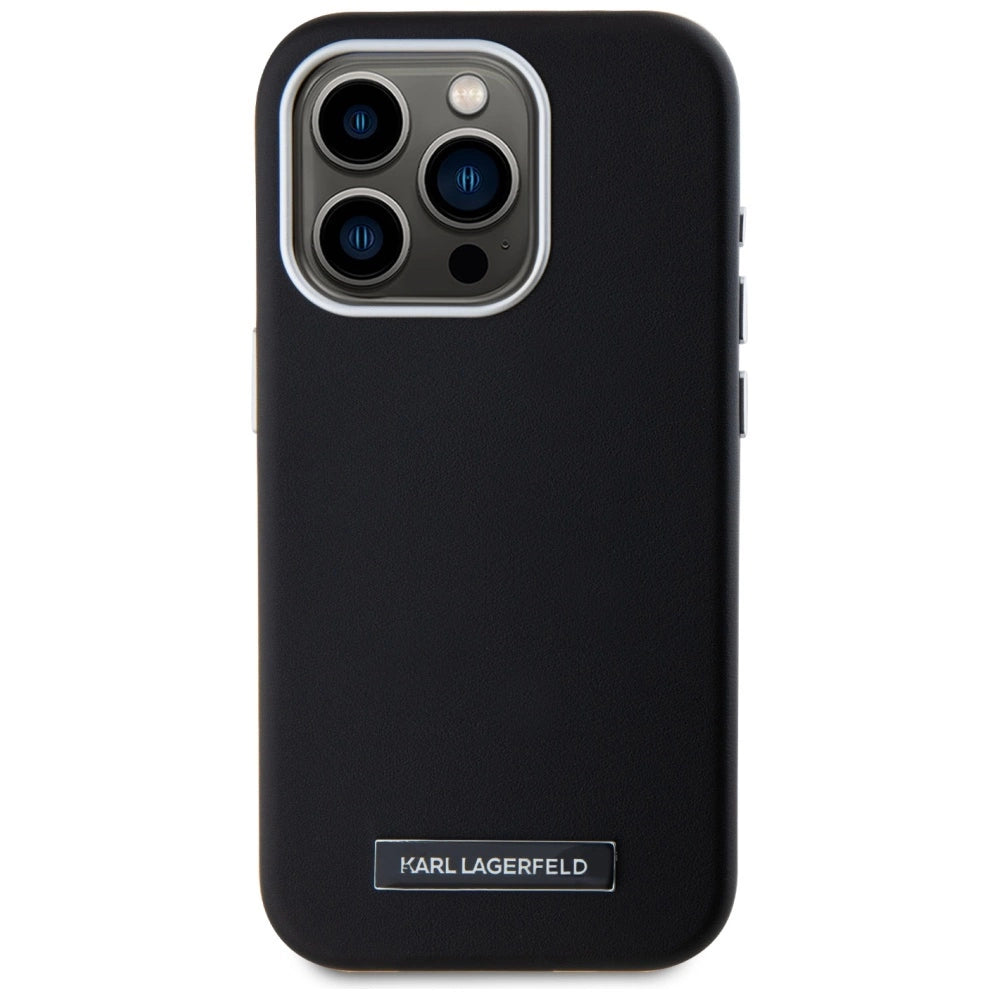 Karl Lagerfeld FW Metal Plate MagSafe iPhone 15 Pro Max Case - Black_2