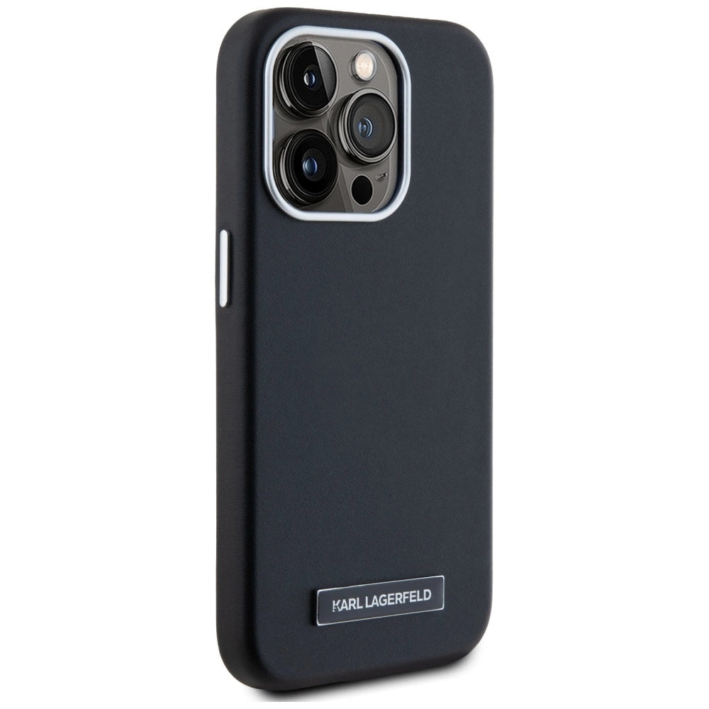 Karl Lagerfeld FW Metal Plate MagSafe iPhone 15 Pro Max Case - Black_3