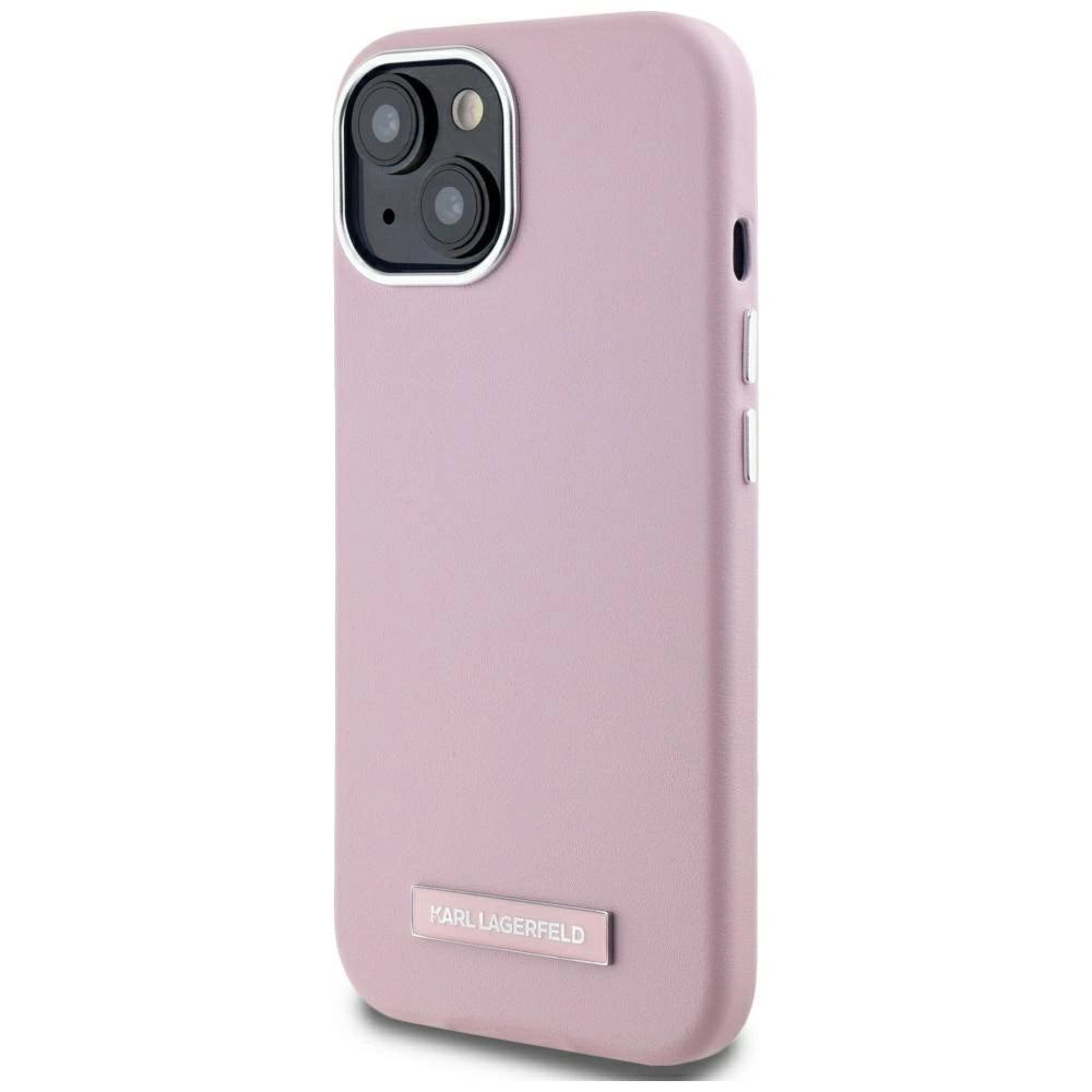Karl Lagerfeld FW Metal Plate MagSafe iPhone 15 Case - Pink_1