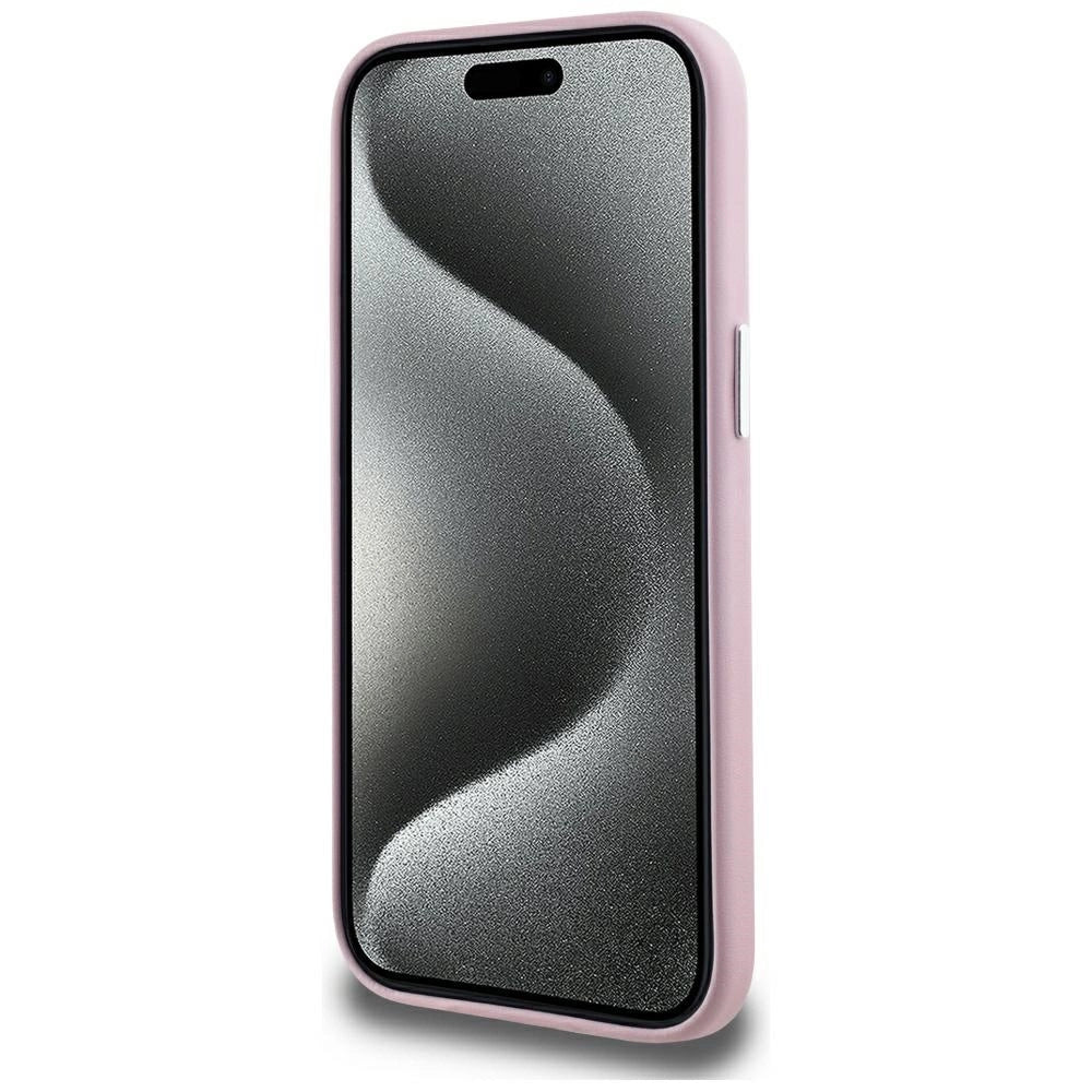 Karl Lagerfeld FW Metal Plate MagSafe iPhone 15 Case - Pink_4