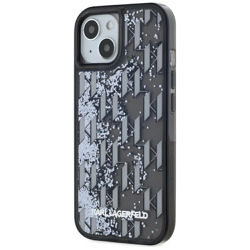 Karl Lagerfeld Liquide Glitter Monogram Gradient iPhone 15 Case - Black_1