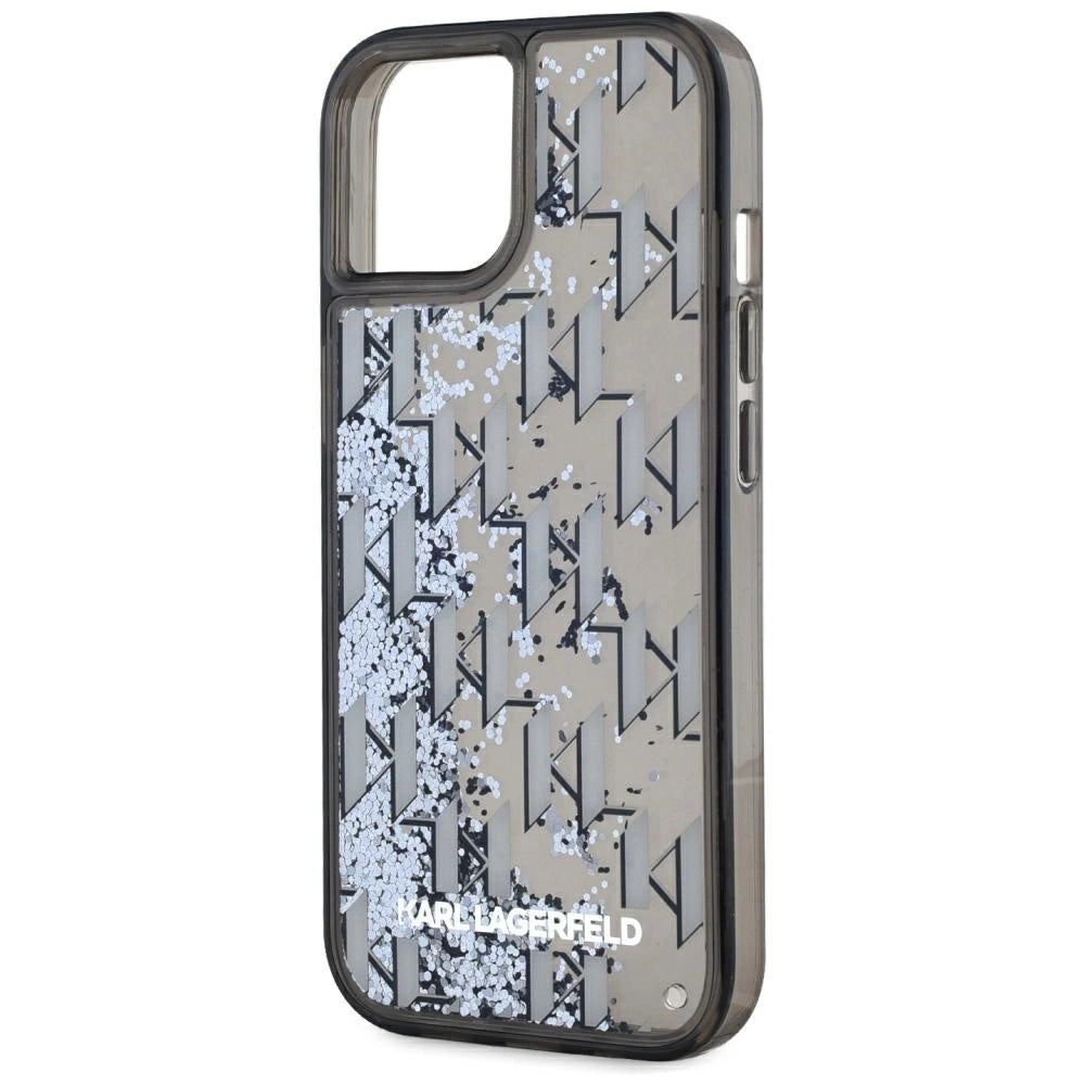 Karl Lagerfeld Liquide Glitter Monogram Gradient iPhone 15 Case - Black_5