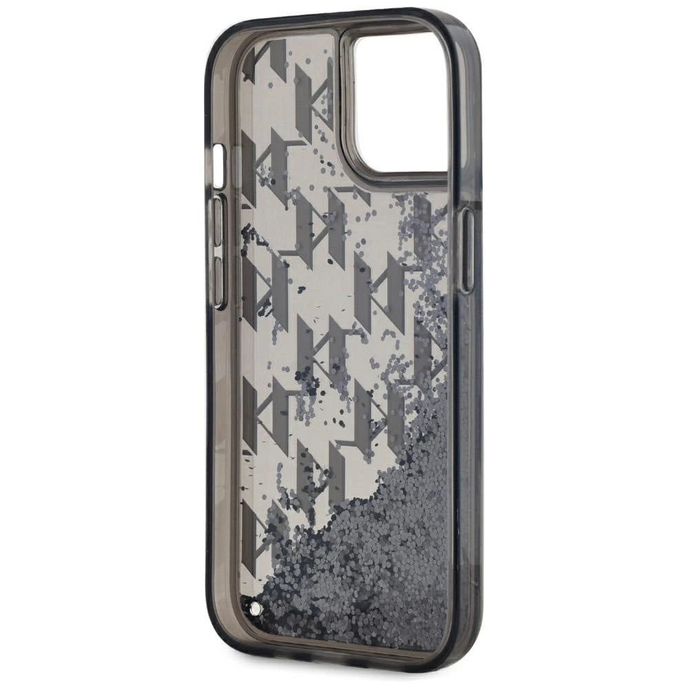 Karl Lagerfeld Liquide Glitter Monogram Gradient iPhone 15 Case - Black_6