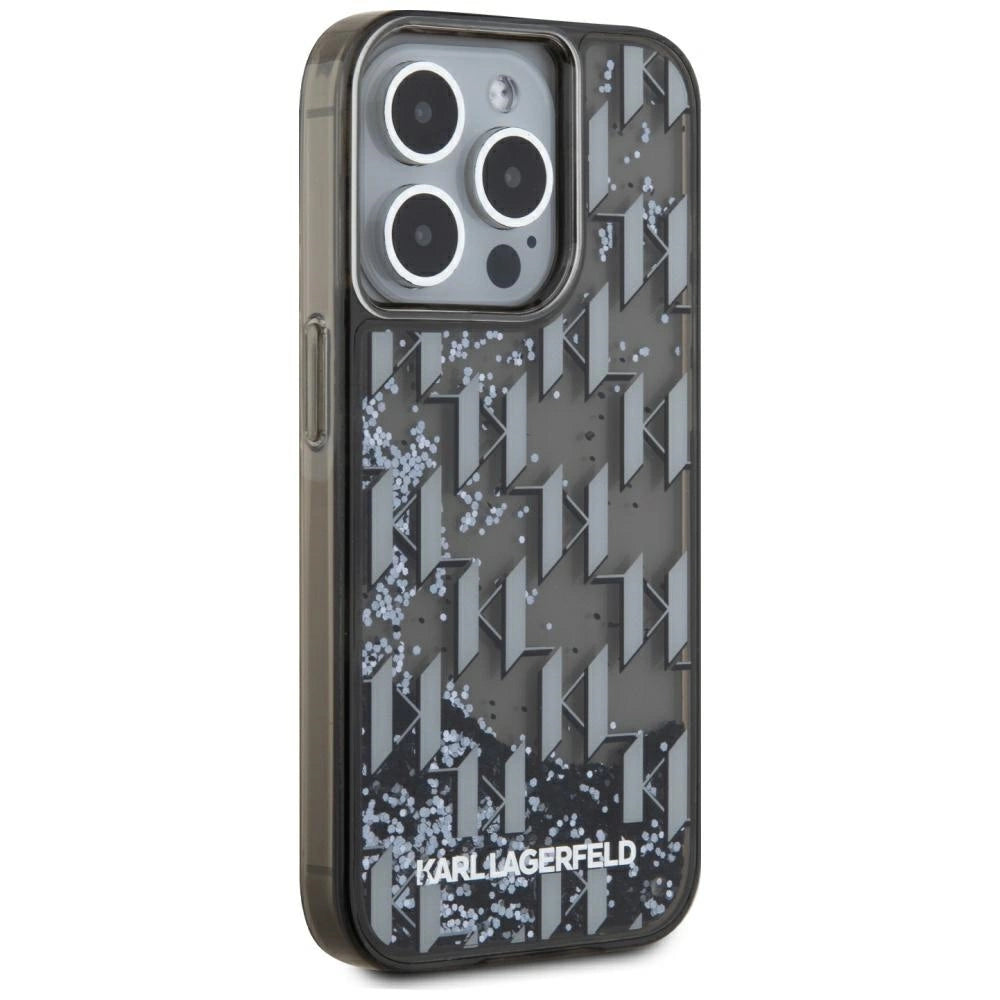 Karl Lagerfeld Liquide Glitter Monogram Gradient iPhone 15 Pro Max Case - Black_3