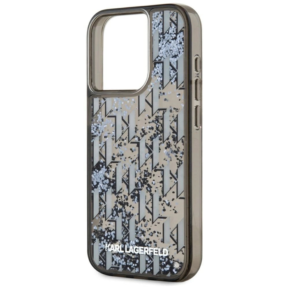 Karl Lagerfeld Liquide Glitter Monogram Gradient iPhone 15 Pro Max Case - Black_5