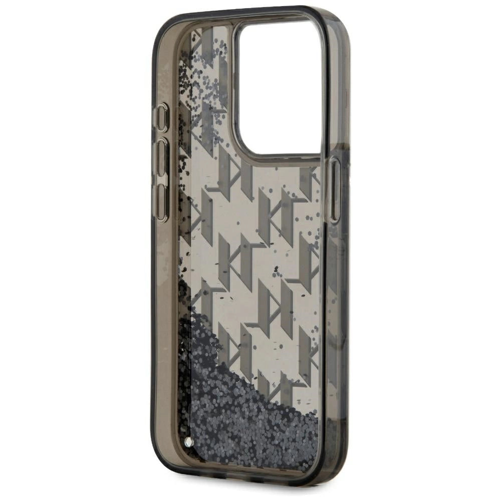 Karl Lagerfeld Liquide Glitter Monogram Gradient iPhone 15 Pro Max Case - Black_6